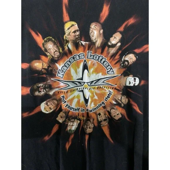 WCW Wrestling XL T-Shirt Sting Flair Goldberg WWE Kansas Lottery Tee Shirt - Picture 2 of 3